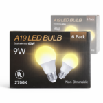 A19 LED Light Bulbs 6 Pack – 9W Warm White
