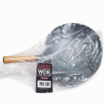 OSUKATA Black Carbon Steel Wok – 13.5" Flat Bottom Pre-Seasoned